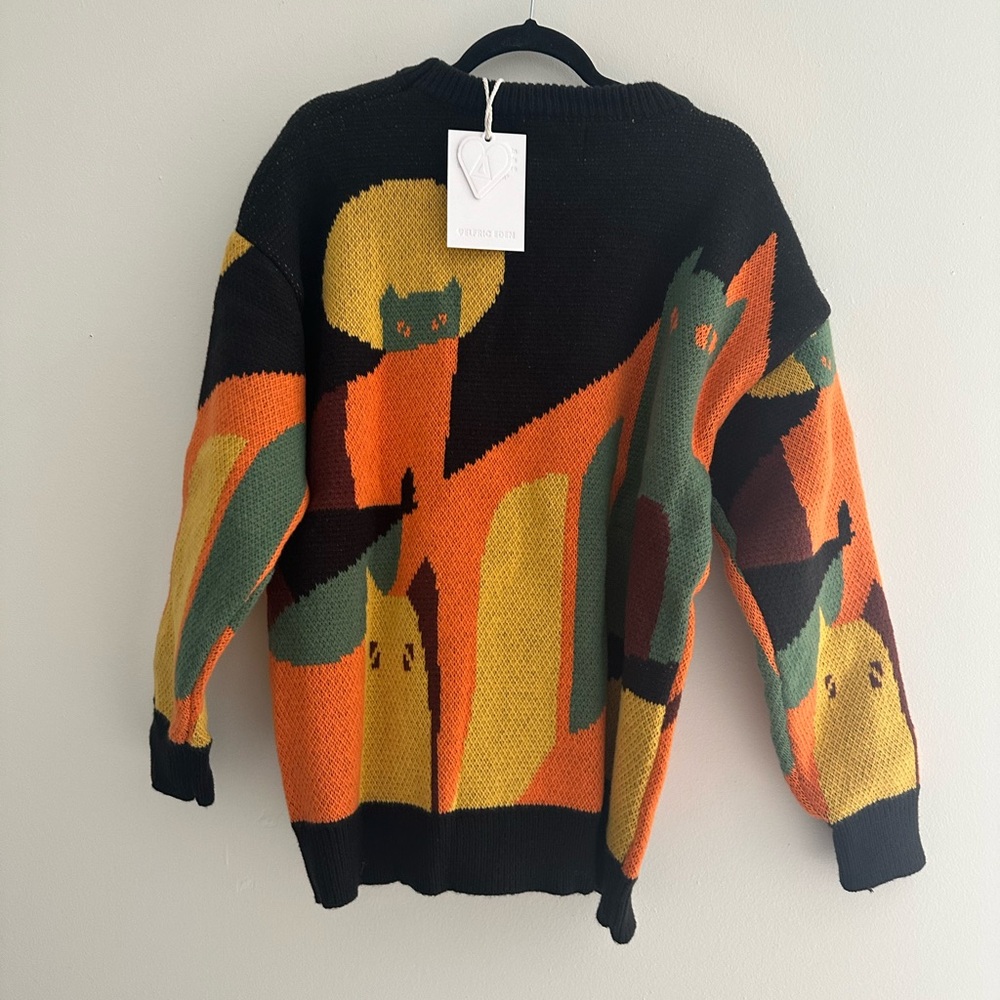 Aelfric Eden Graphic Sweaters Color Blocking Vintage Oversized  Knit Pullover - Picture 7 of 8